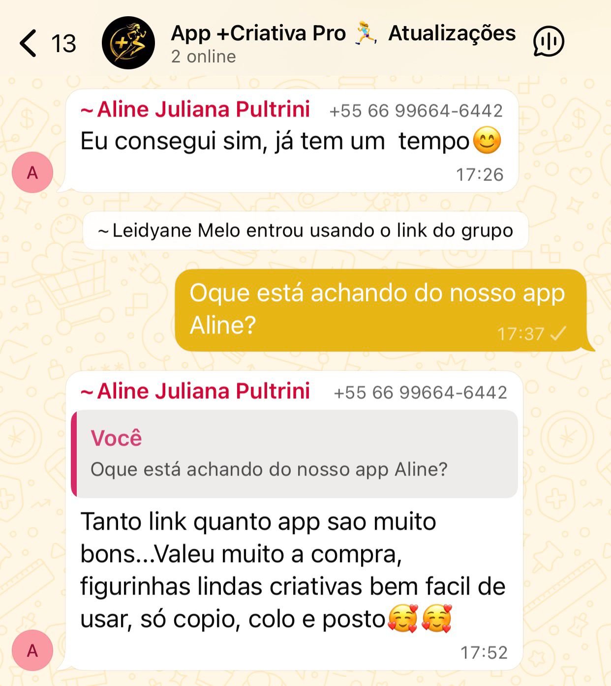 Print da comunidade no WhatsApp